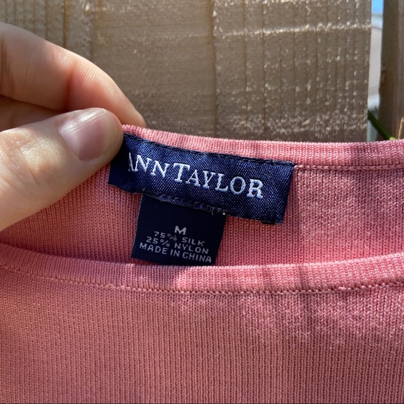 Vintage Ann Taylor Pink Boatneck Silk Sweater - Picture 2 of 4